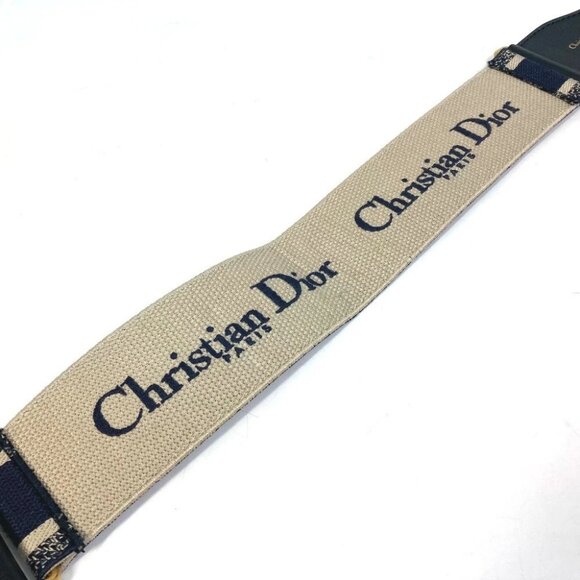 Dior B0003CBTE_M928 CDHardware Embroidered Canvas logo belt Navy x Beige